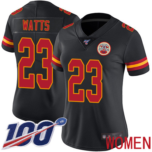 Women Kansas City Chiefs #23 Watts Armani Limited Black Rush Vapor Untouchable 100th Season Football Nike NFL Jersey->kansas city chiefs->NFL Jersey